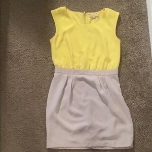 LOFT Sunny Yellow and Soft Cream Mini Dress